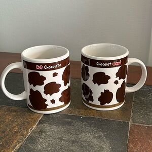 Set of 2 hot chocolat coffee mug print cow